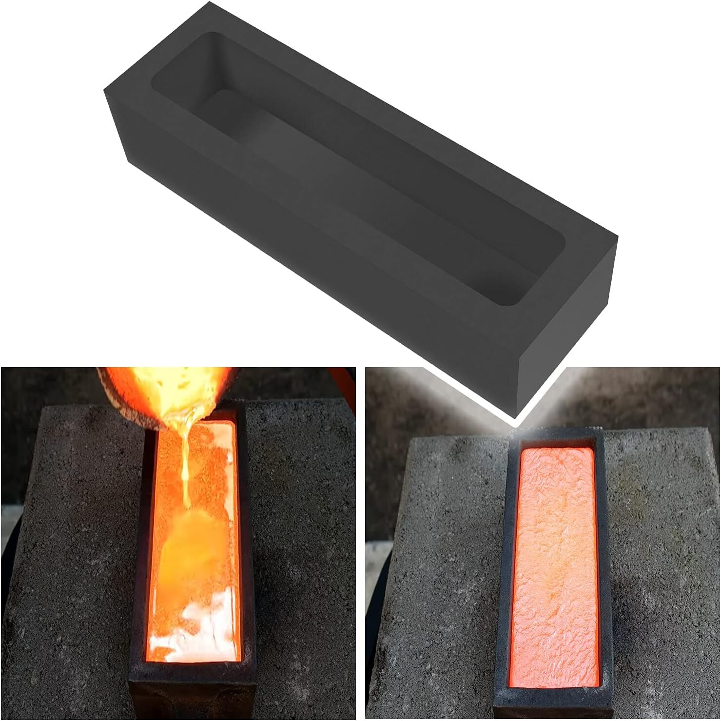 2KG Gold Silver Graphite Ingot Mold Mould Crucible Melting Casting Refining