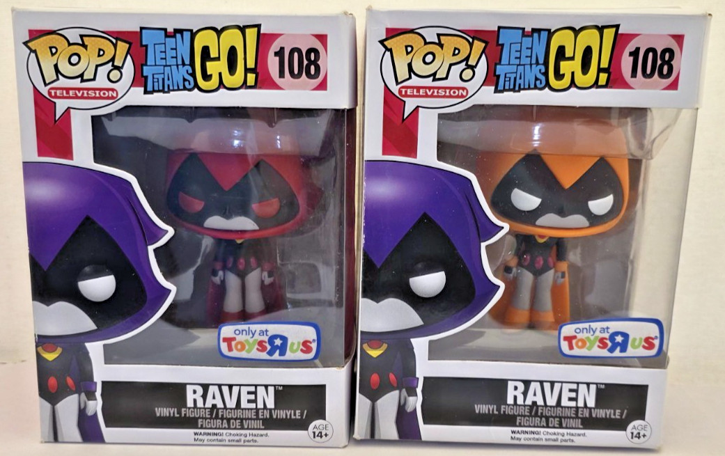 NIB-Funko Pop! Lot of 2-Teen Titans Go! Raven #108 Red & Orange - w/Protector