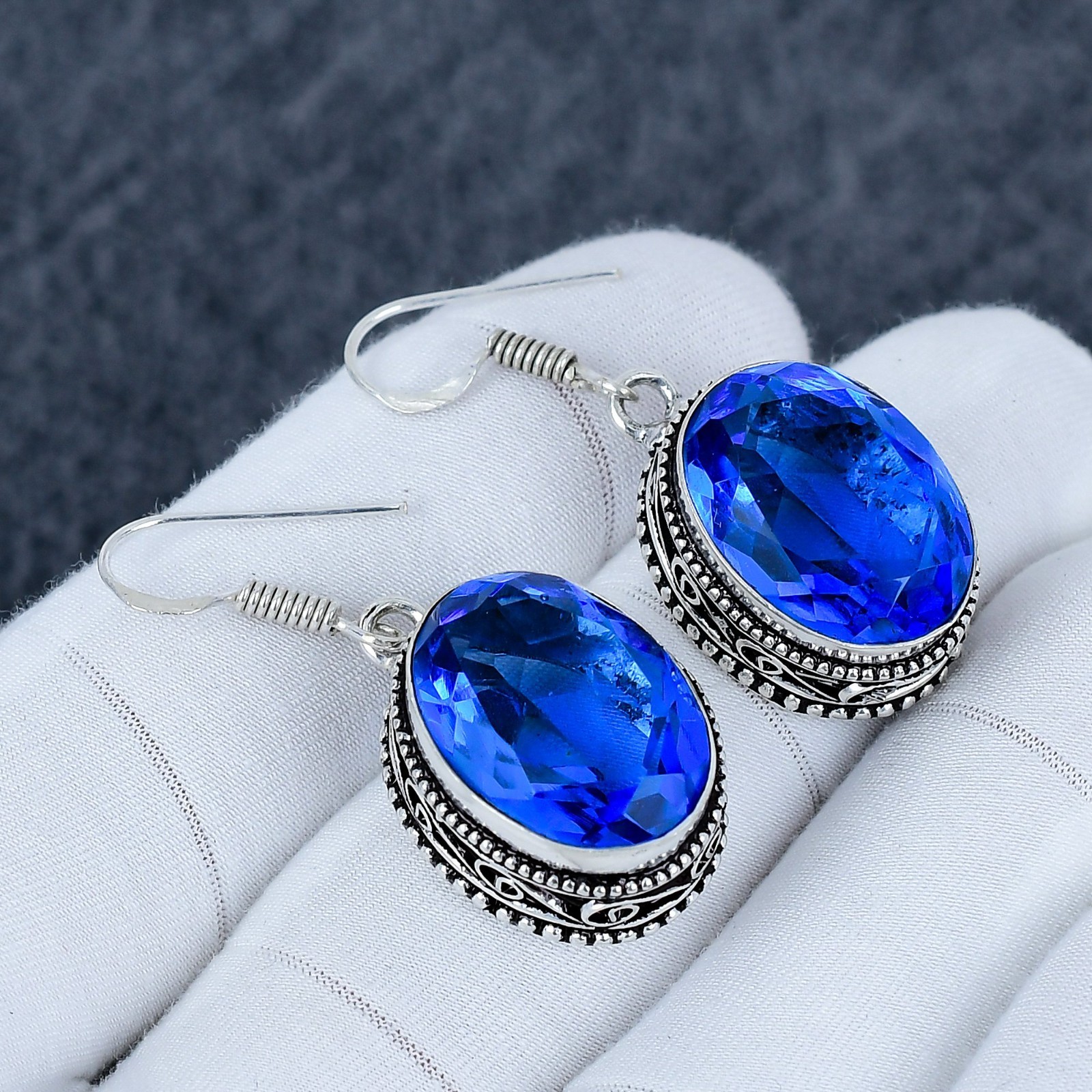 London Blue Topaz Earring, 925 Sterling Silver Earring Beautiful Gemstone Gift