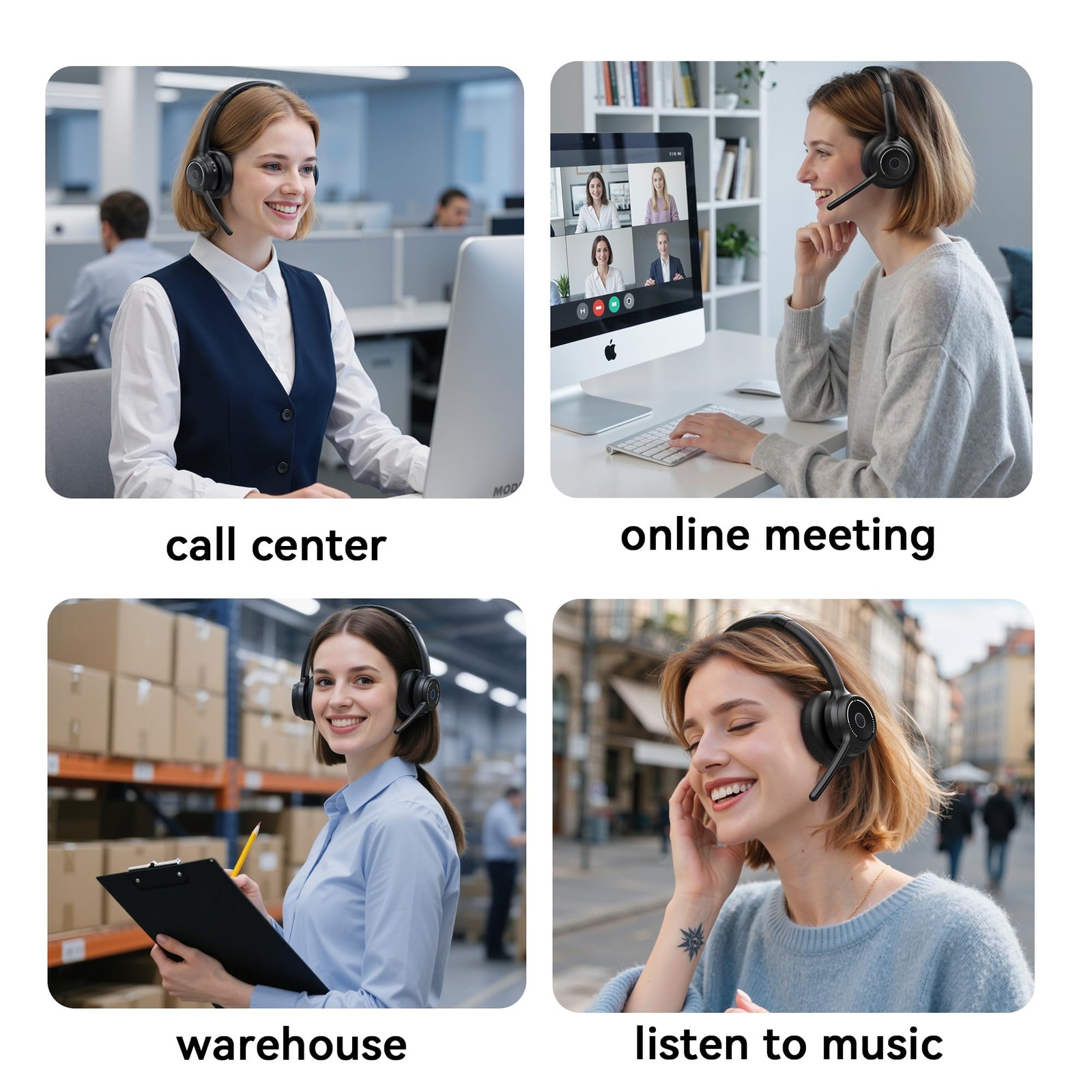 (2026 Upgraded) Wireless Headset with Mic for Work, Bluetooth Headset with No...