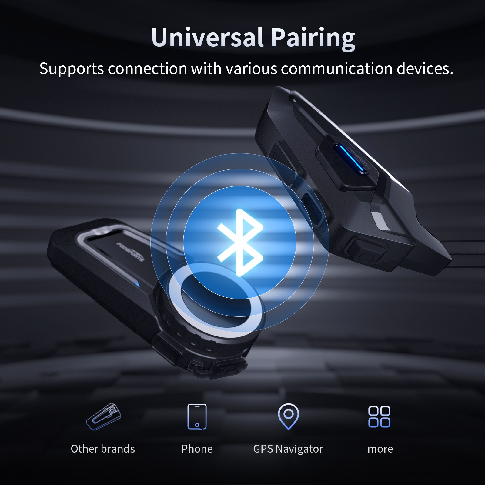 T5 Motorcycle Helmet Bluetooth Headset Intercom 2-Way 1000m Communication +Shell