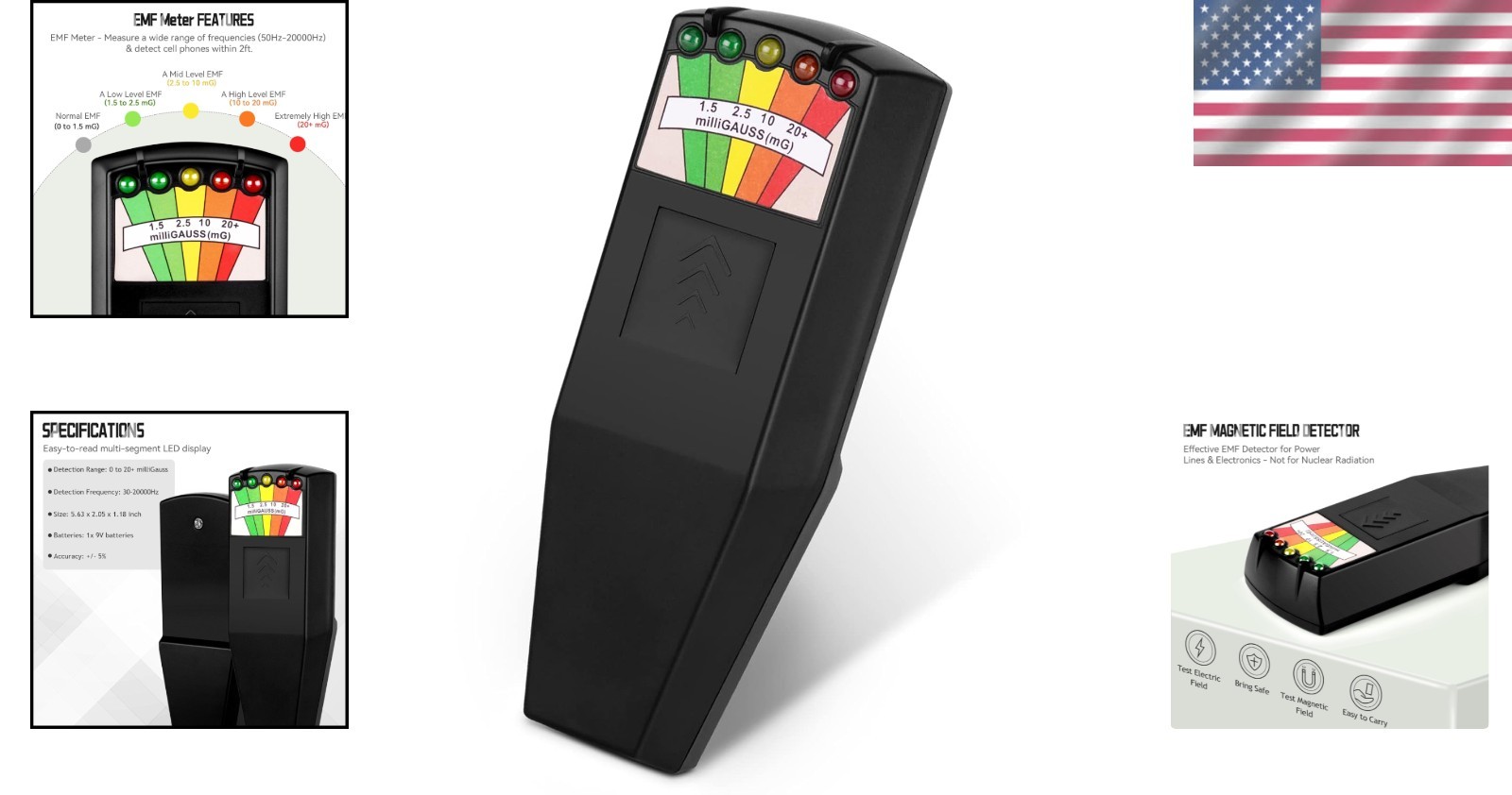 Easy-to-Use Handheld EMF Detector for Safe Ghost Hunts & EMF Exposure Control