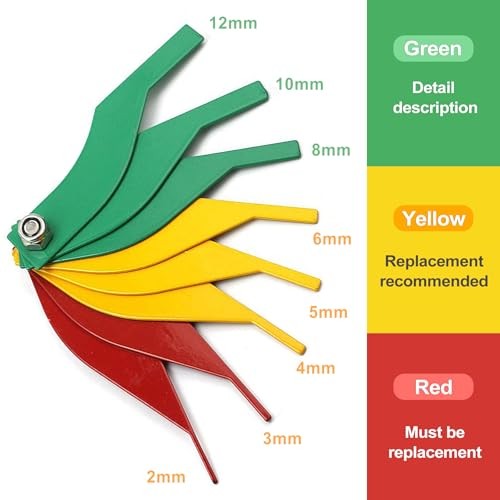 Automotive Brake Pad Wear Measurement Kit - Color-Coded Gauges with Both SAE &