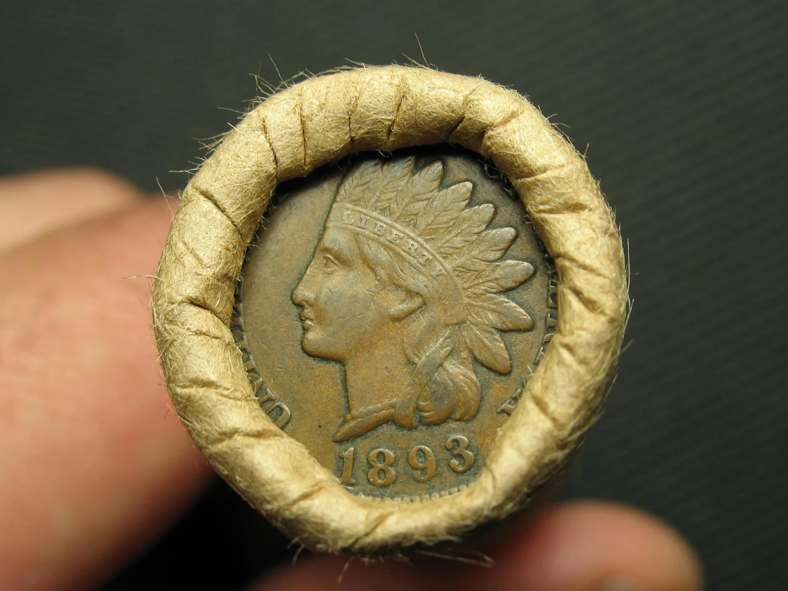 OLD COPPER WHEAT ROLL! XF 1893 INDIAN CENT & INDIAN REVERSE END COINS LOT 19vv