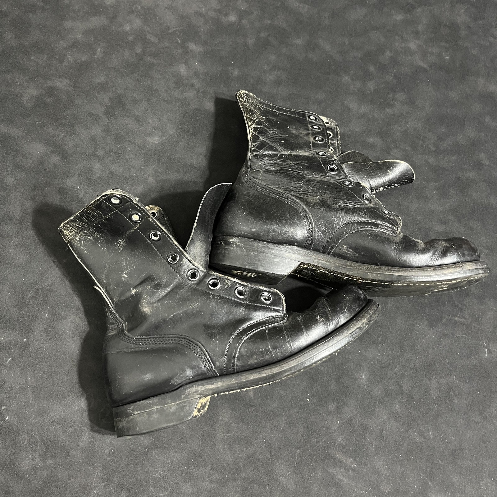 Vintage Panco Combat Boots Vietnam War US Army Leather Scovill Zippers Black