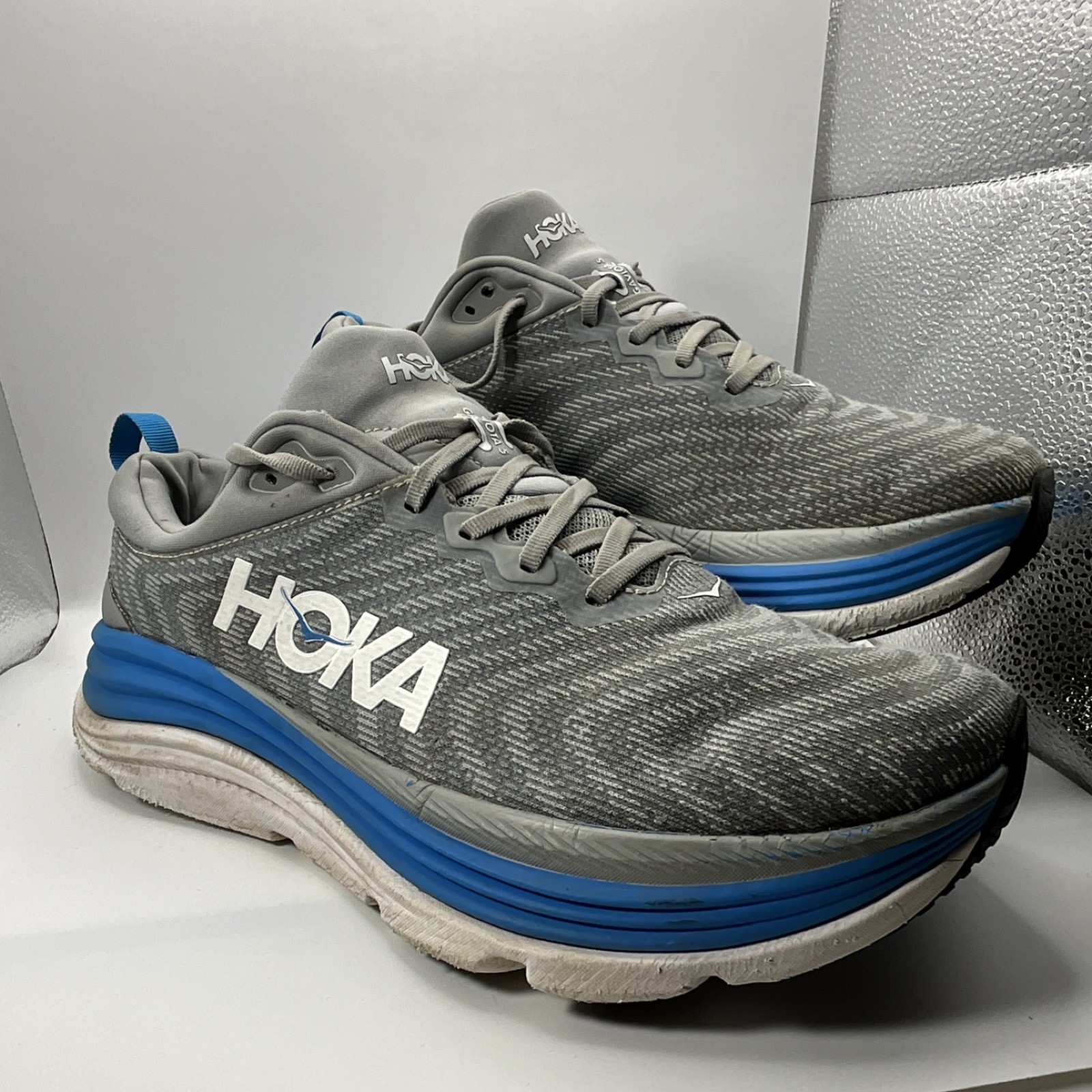 HOKA ONE ONE Gaviota 5 Wide Men's Gray Blue Mesh Running Shoes US 11 2E