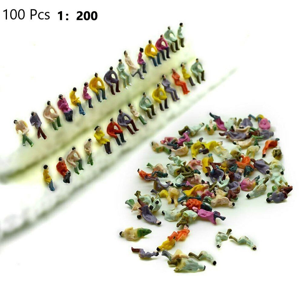 Portable Painted Figures Miniature Passerby Seated 100 PCS 1:200 Scale