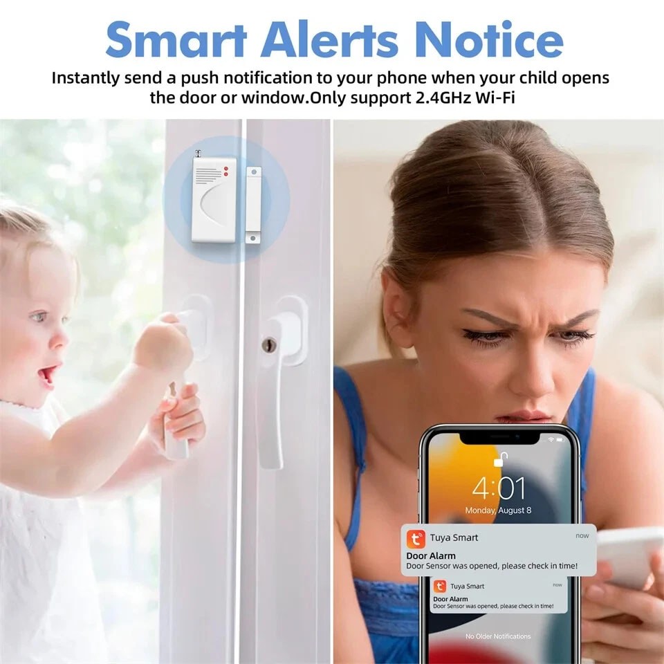 WiFi Security Burglar Alarm Kit Google Home Voice Control Wireless Sensor