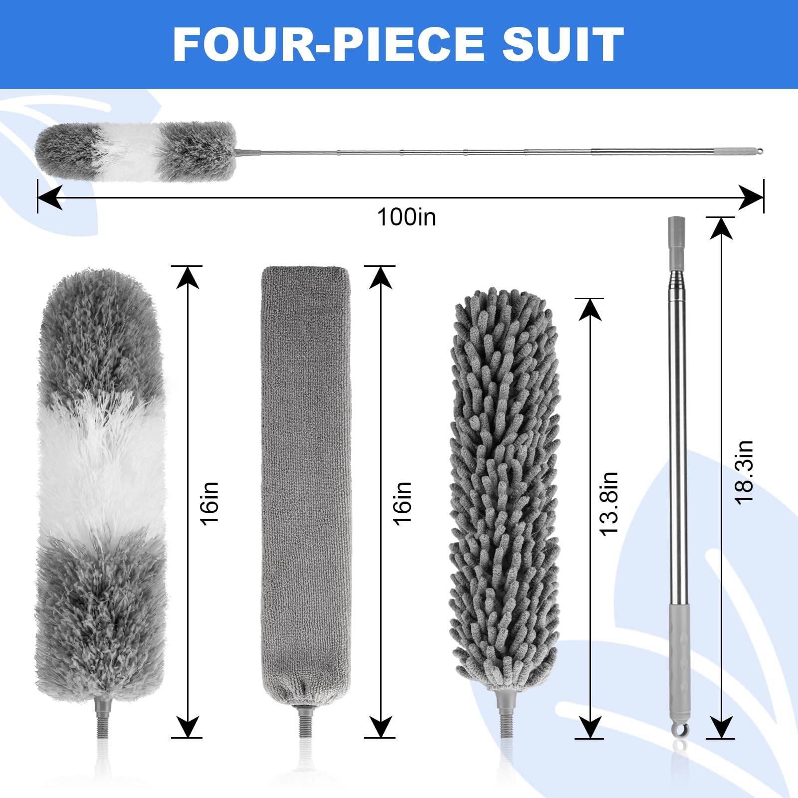 Dusters for Cleaning,Microfiber Duster Feather Duster with Extension Pole,4PC...