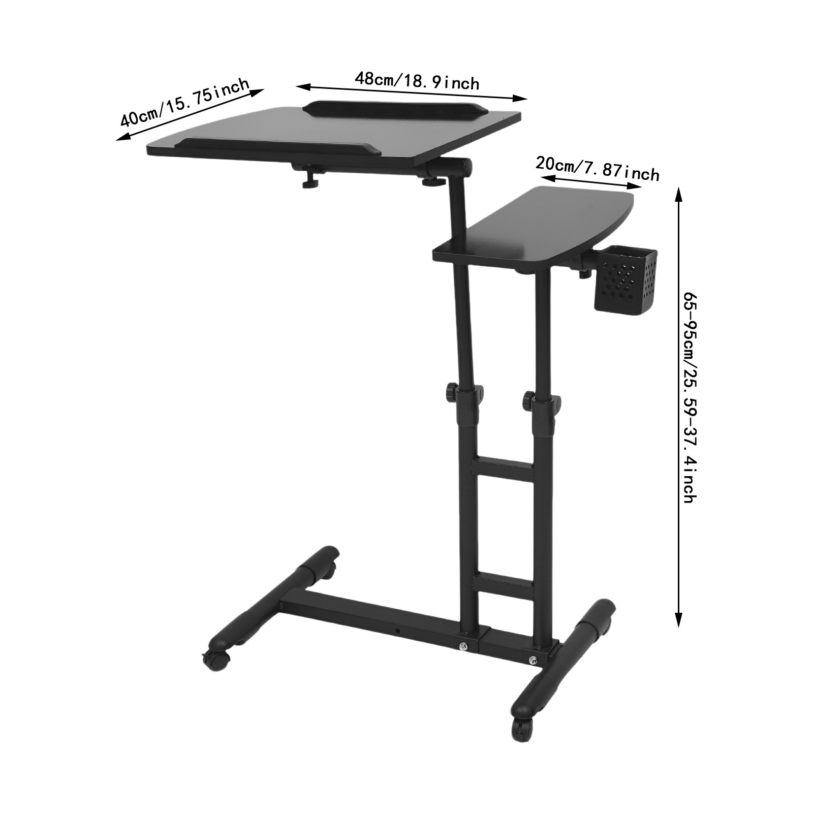 Side Table With Wheels Height Adjustable Computer Table Writing Table Free Stand