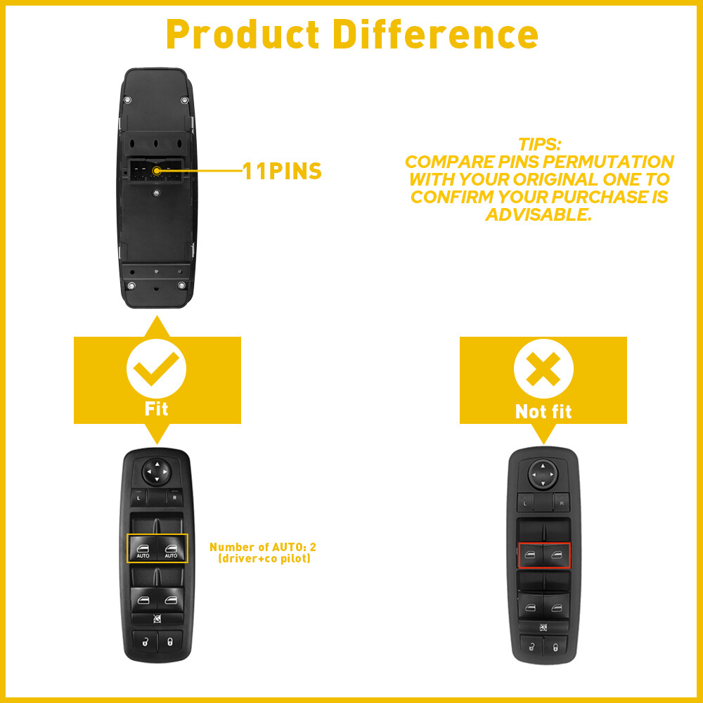 Driver Side Power Window Mirror Control Switch For 2015-2019 Dodge Charger Sedan
