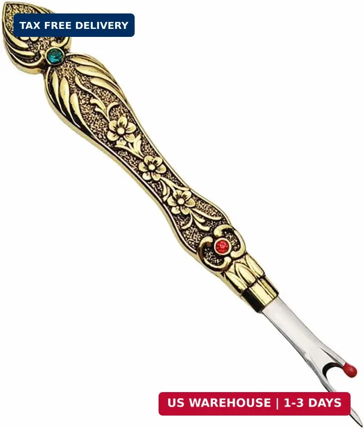 HAHIYO Metal Seam Ripper with Classical Engraved Pattern - Ergonomic Non-Slip Ha