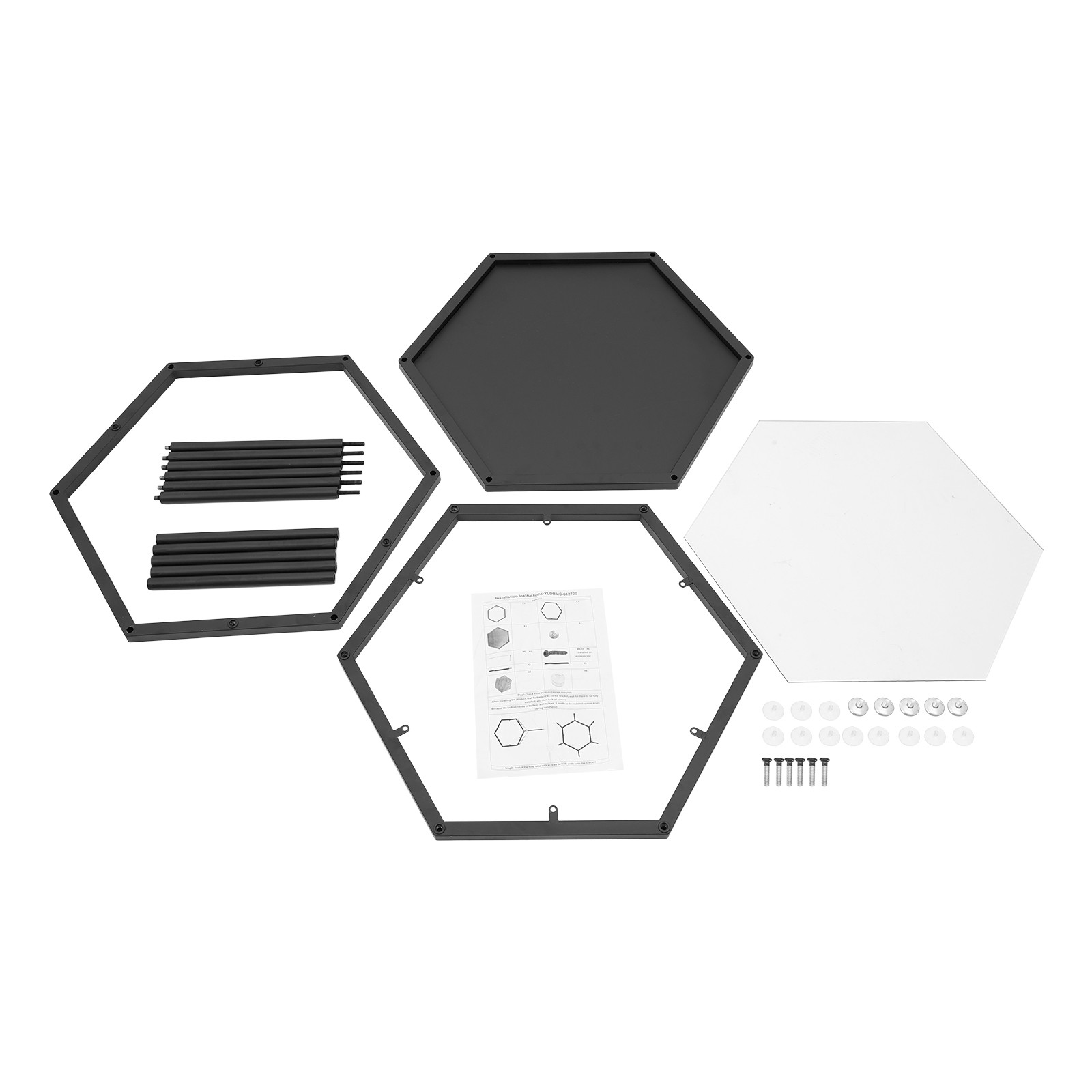 Modern Side Table, Hexagonal Side Table, Iron Side Table with 2-Tier Storage She