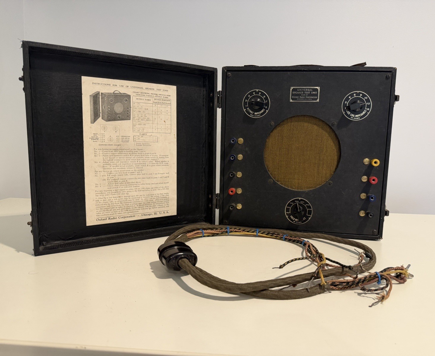 VTG Oxford Radio Universal Speaker Test Unit Tube Radio Service Tester W/Harness