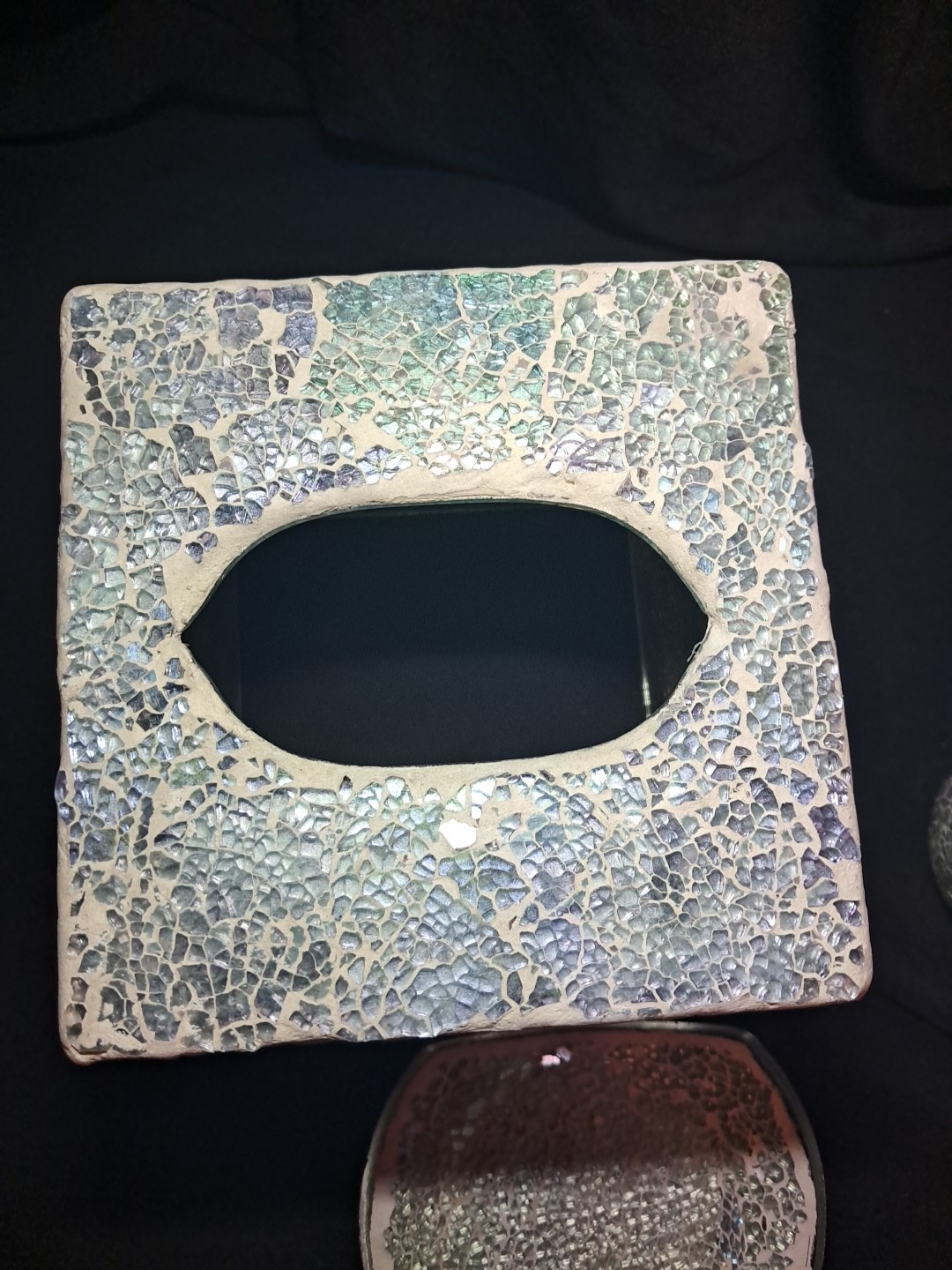 Teal Mosaic Tissue Cover Soap Dispenser And Soap Dish