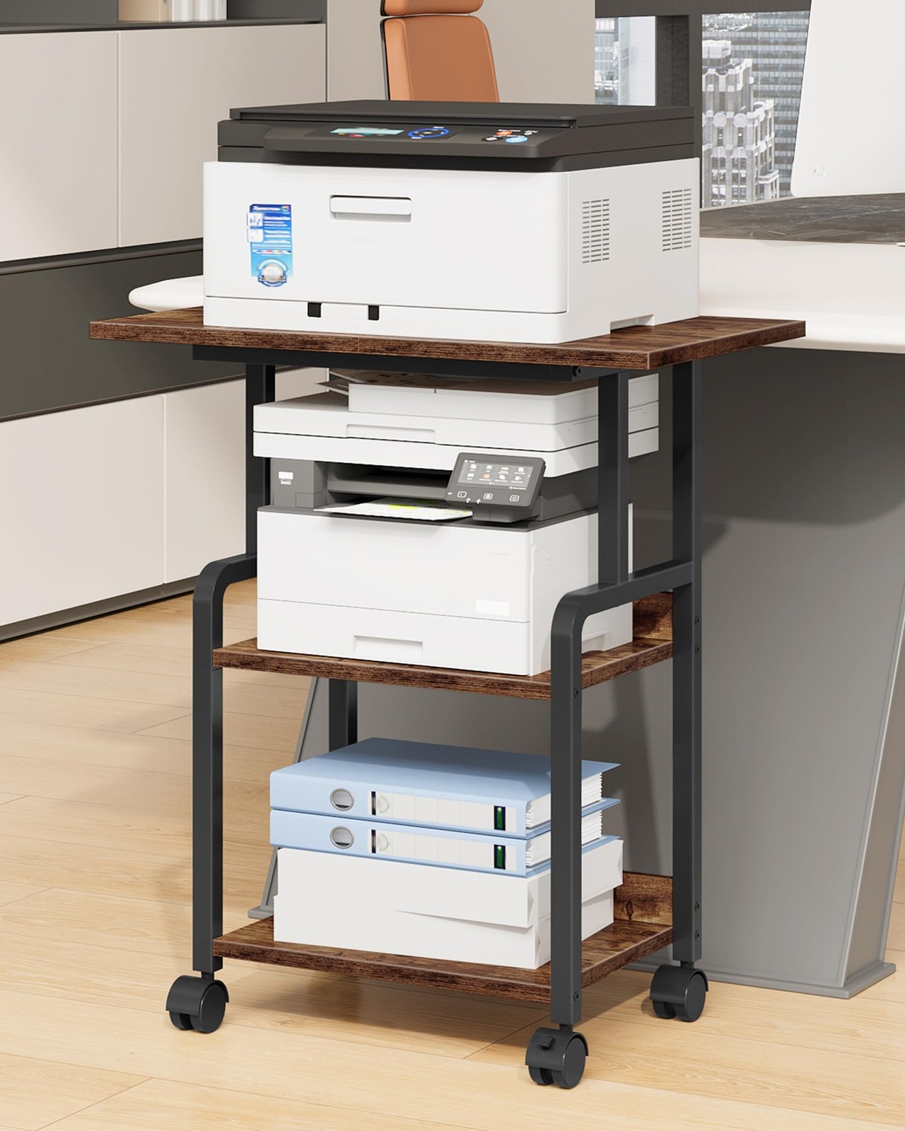 Printer Stand 23.6"L x 15"W x 29.1"H, 3-Tier Mobile Cart for Home Office