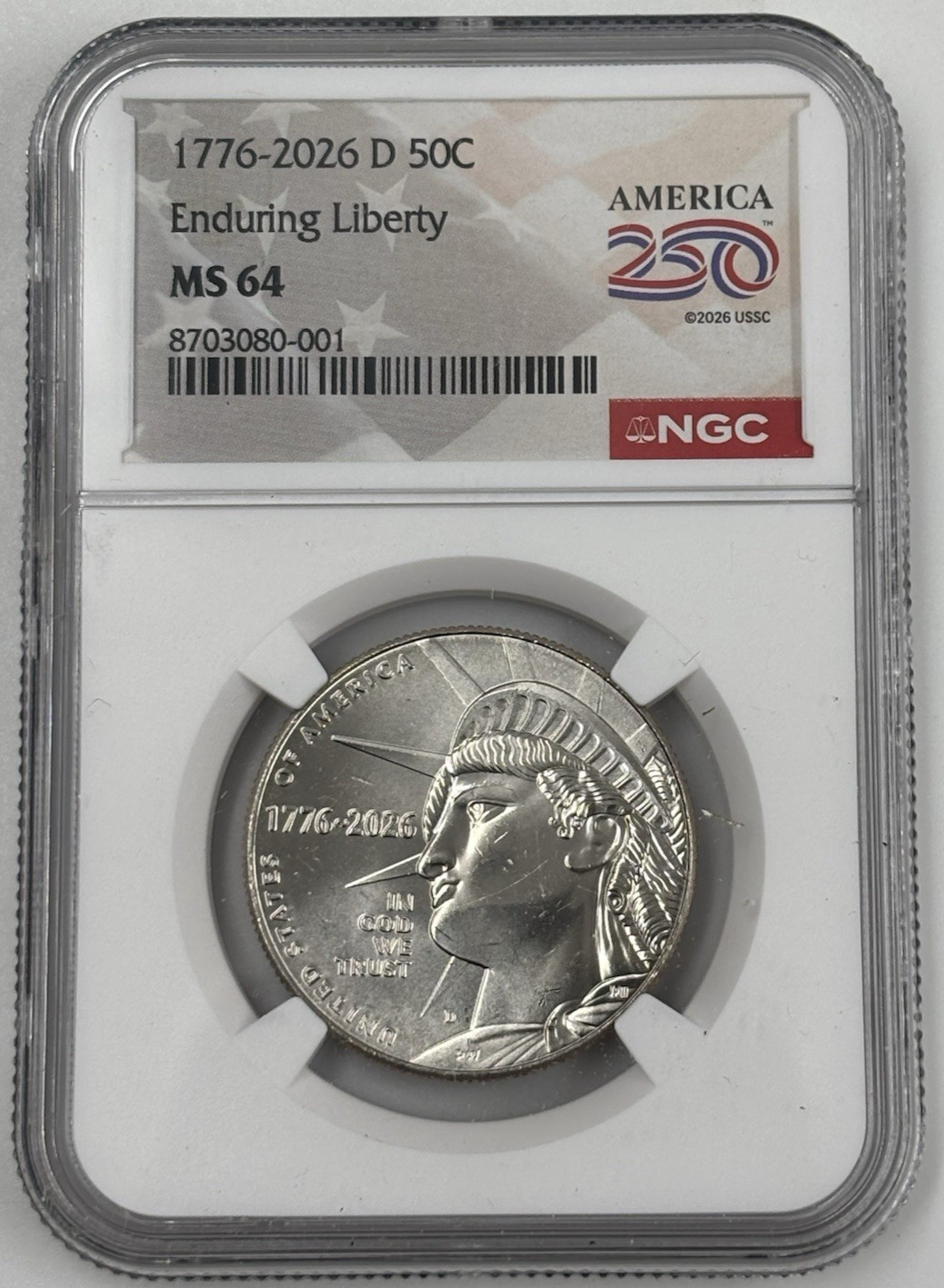 2026 D ENDURING LIBERTY HALF 50c NGC 250 Anniversary Label MS64⭐Ships now⭐
