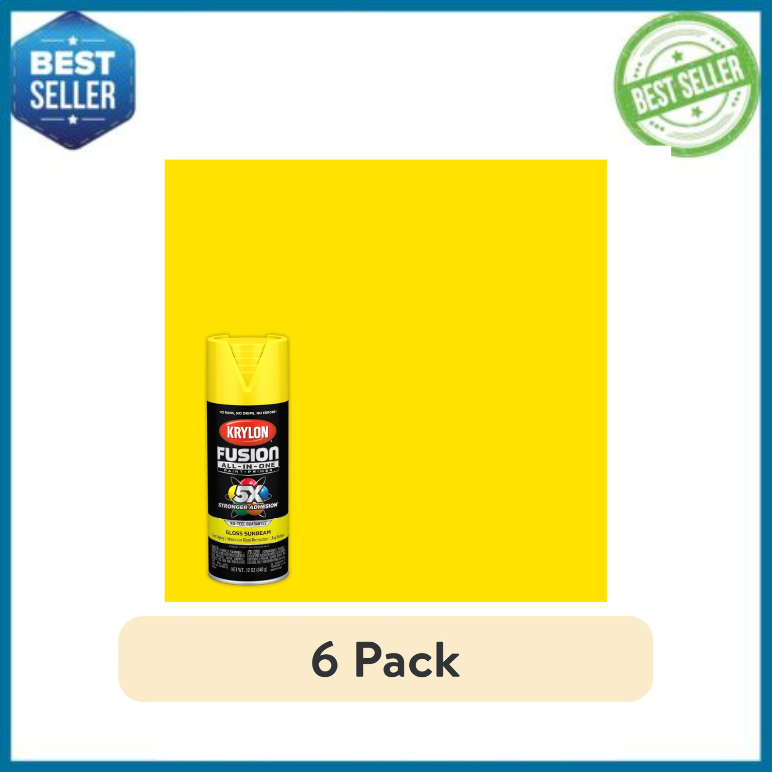 (6 pack) Krylon Fusion All-In-One, Gloss, Sunbeam, 12 oz