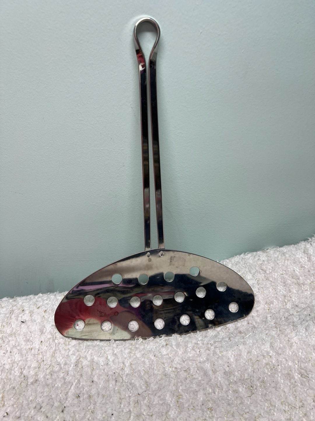 Vintage Carlo Giannini Italy 18/10 Stainless Steel Oval Slotted Skimmer Spatula