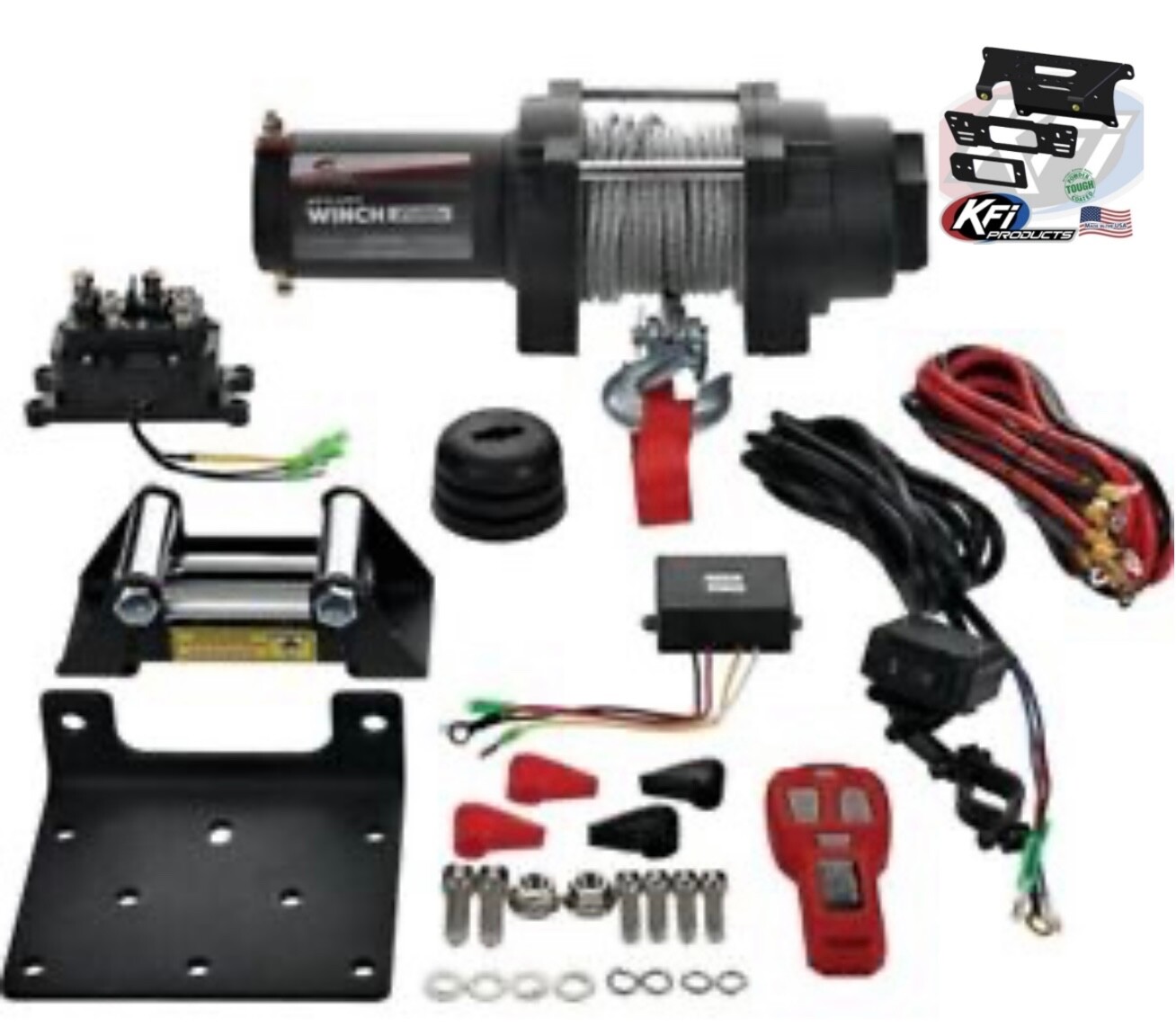 All Balls 3500LB Winch & KFI Mount Kit for Polaris Ranger XP 900/XP900 2013-2019