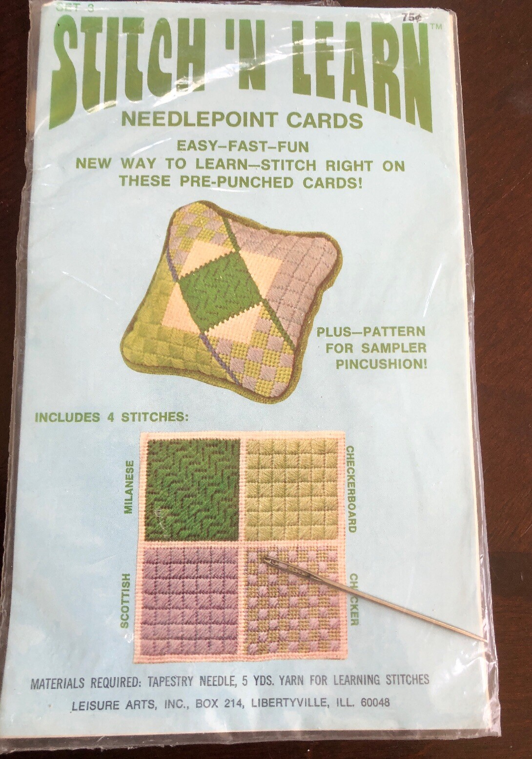 Stitch N Learn Needlepoint Cards Scottish Milanese Checkerboard Checker 1973