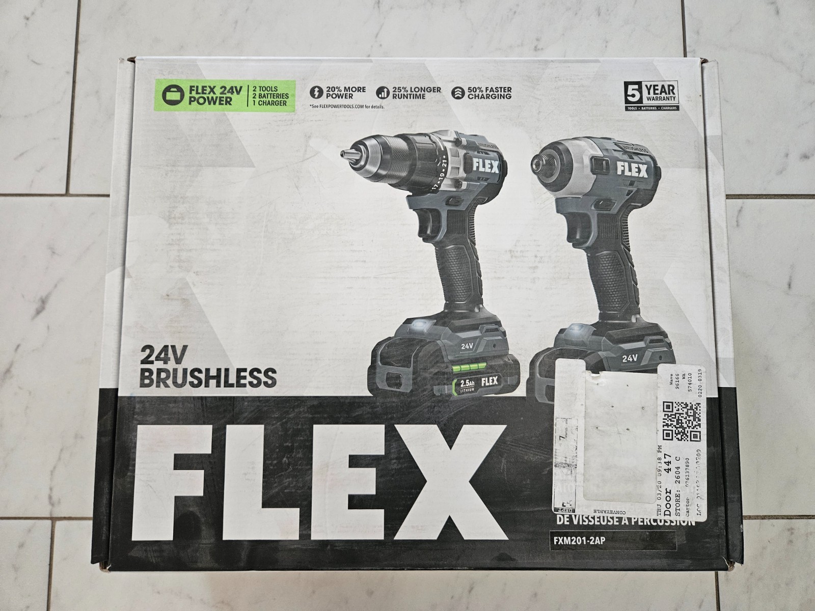 NEW FLEX FXM201-2AP 24V Brushless Drill & Impact Driver Combo 2 Batteries/Case