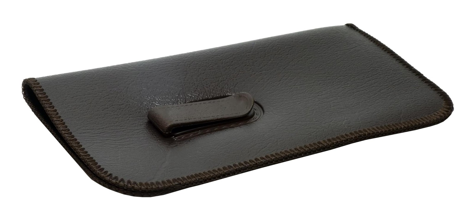 Calabria XXL Soft Slim Slip-in Eyeglass Case Brown Faux Leather Plastic Belt Poc