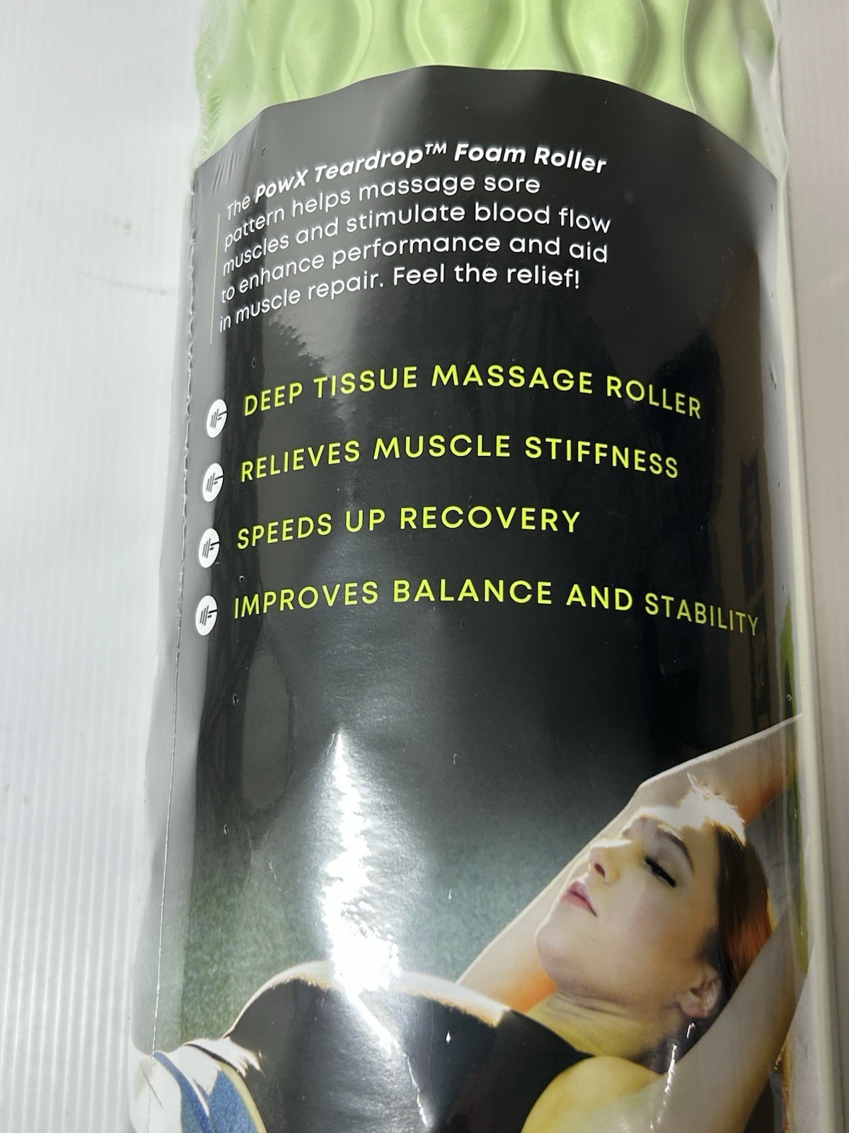 Powx Textured Foam Roller 18-in Medium Density Hollow Core Massage Roller Green