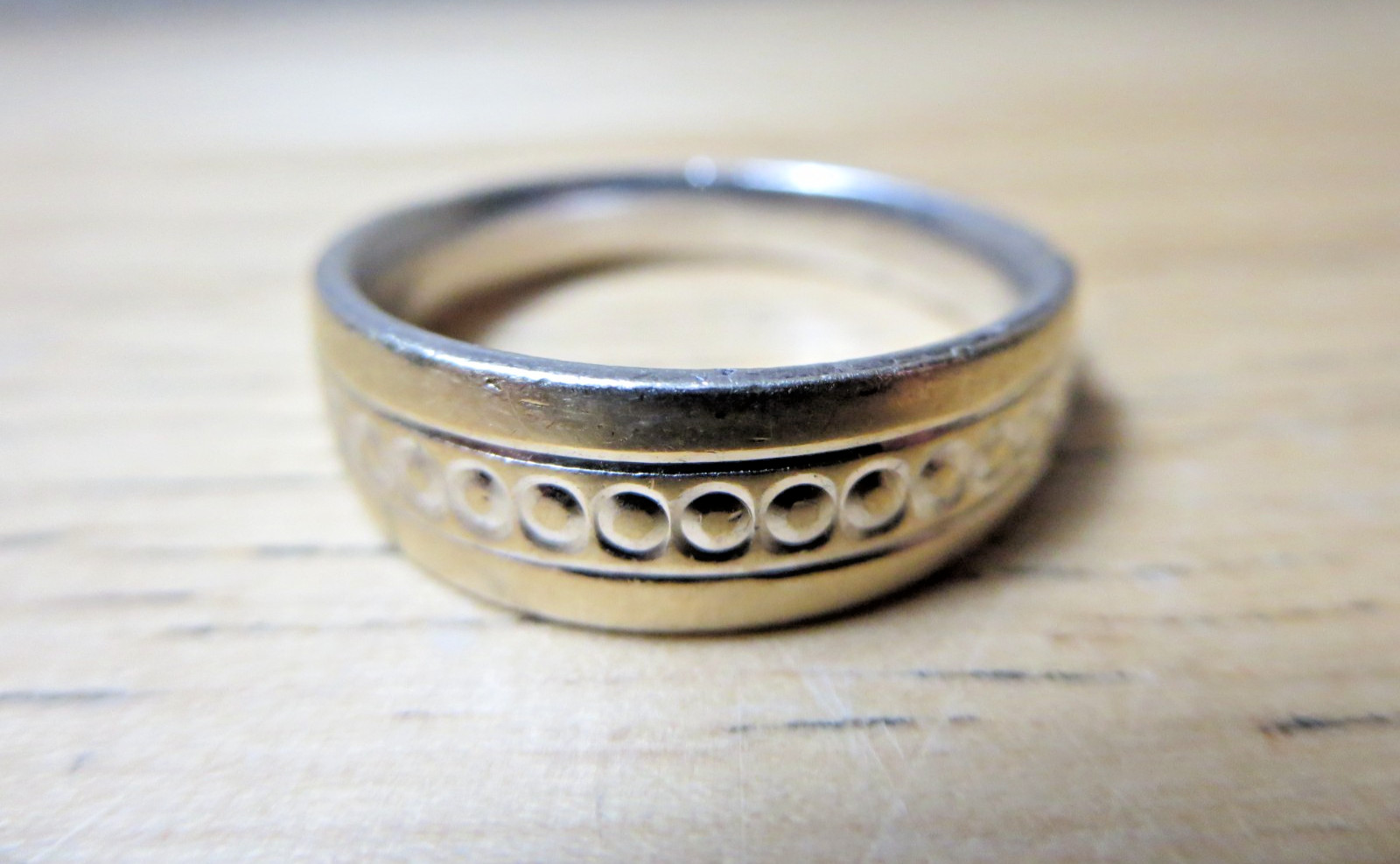 10K & Sterling Men's Wedding Band Ring Size 10.5 FC Jewelry 7.2 grams .925