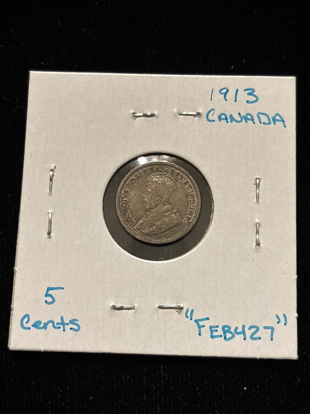 1913 Canada 5 Cents Silver “FEB427” Canadian 5C
