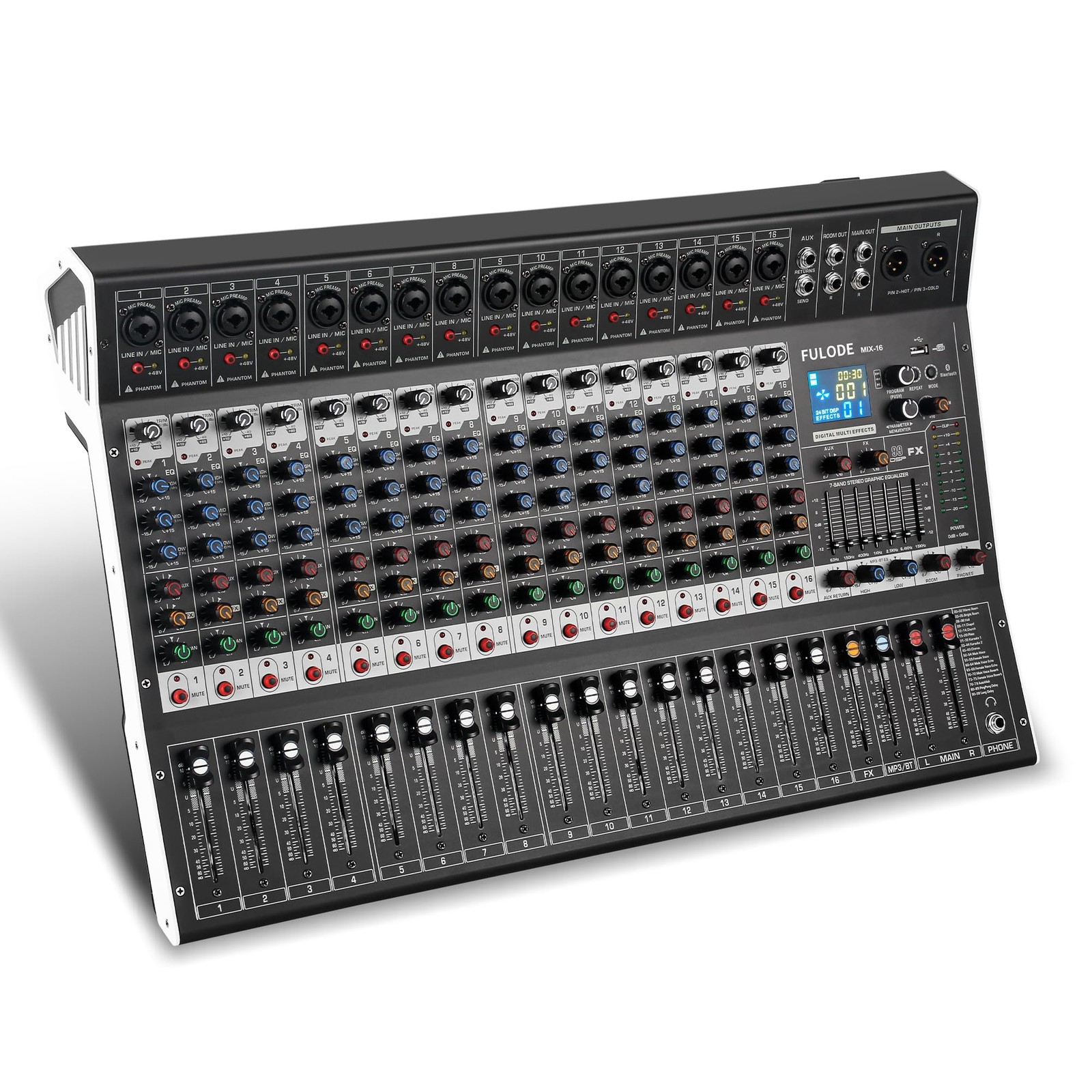 FULODE 16-Channel Audio Mixer with 99 DSP, Professional