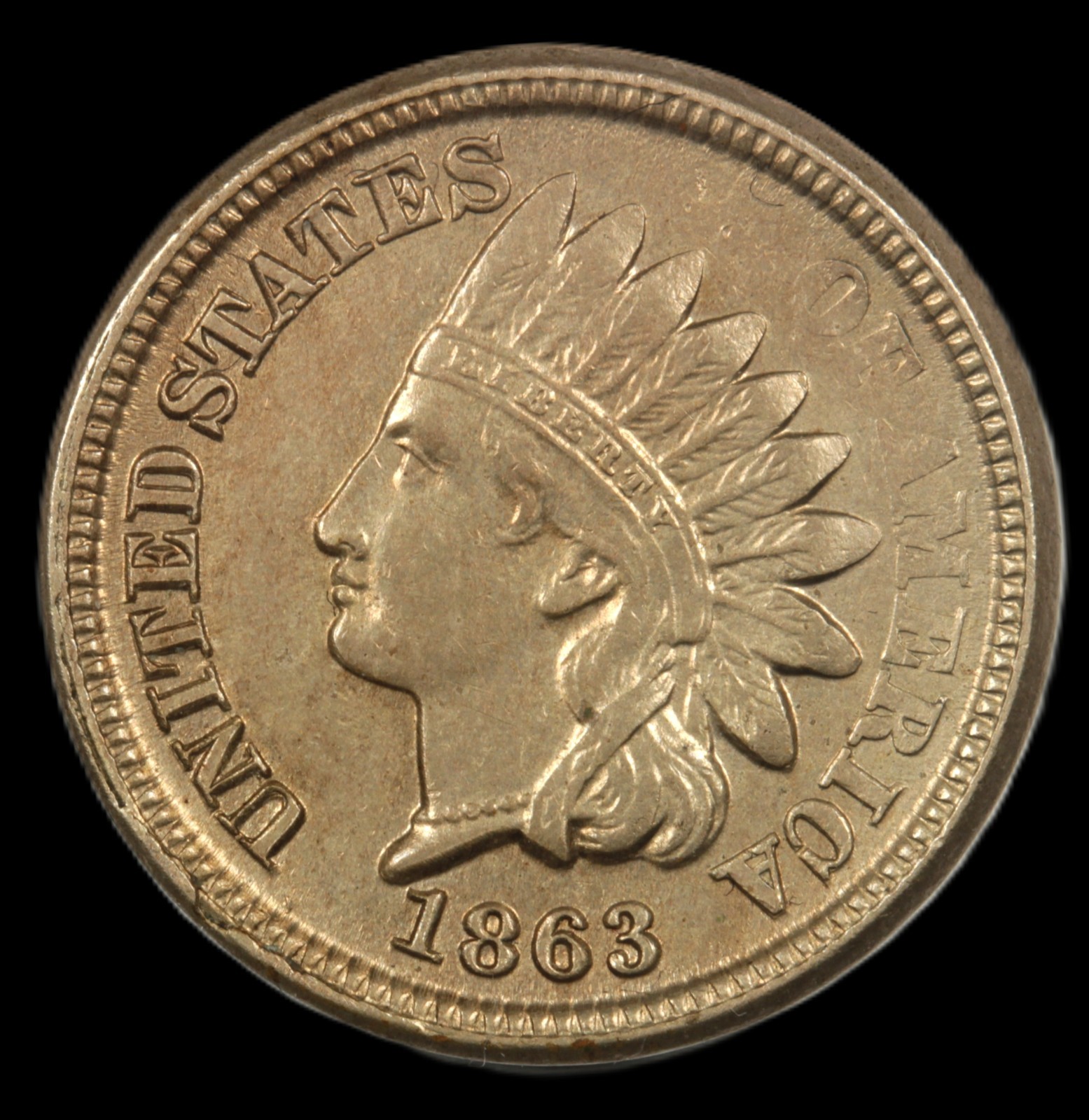 1863 1C Indian Cent- Pointed Bust- Choice UNC- SMH- 2143