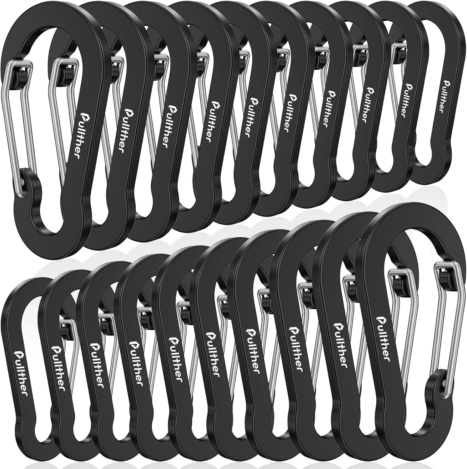 Aluminum Carabiner Clips- Set of 20,Carabiner Clip 2 inch
