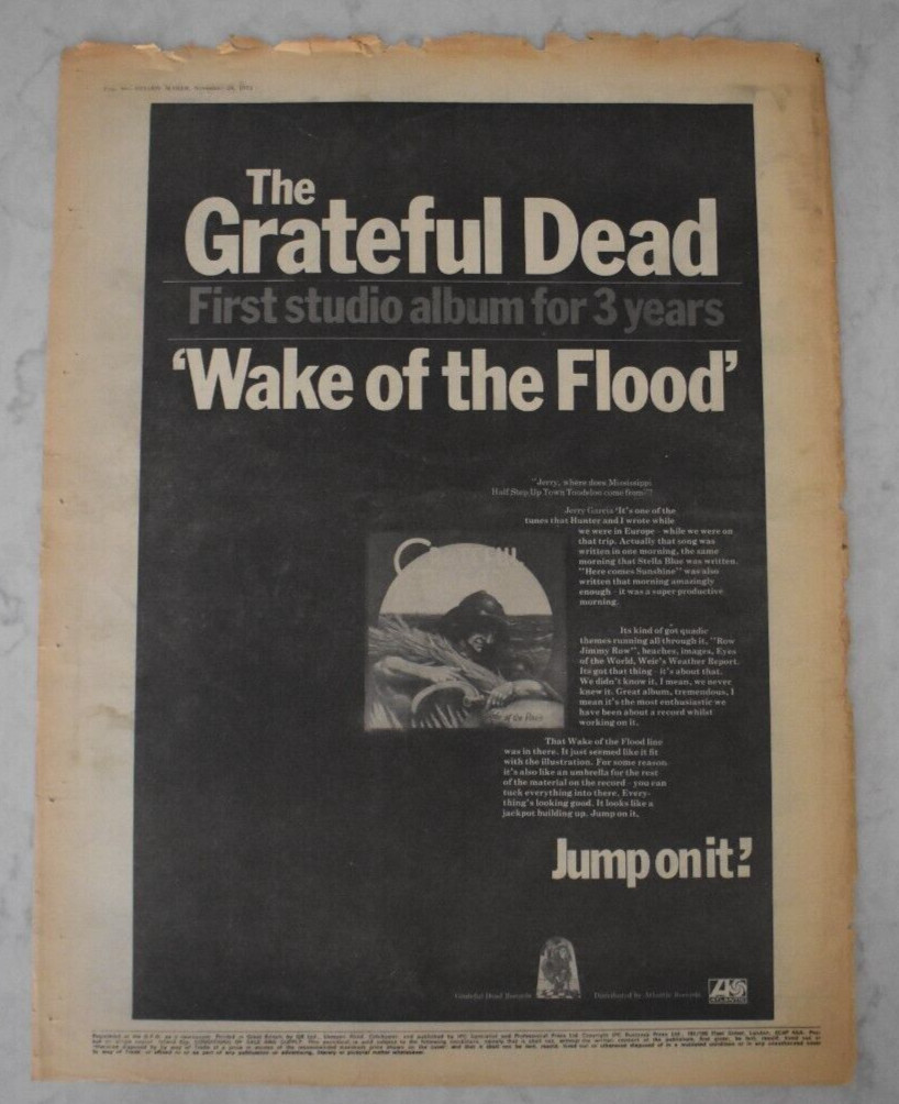 Grateful Dead full page album ad 1973 rock and roll newspaper  Wake Of The Flood