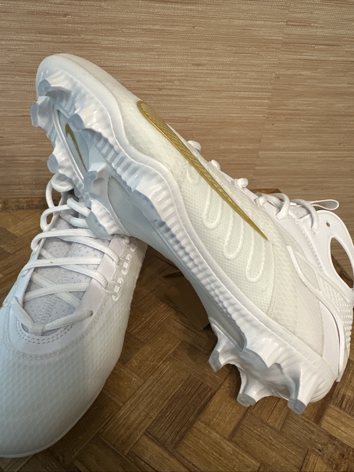 Nike Huarache 9 Elite Mid Lax White-Met Vivid Gold Lacrosse 6.5-10 FD0088-100