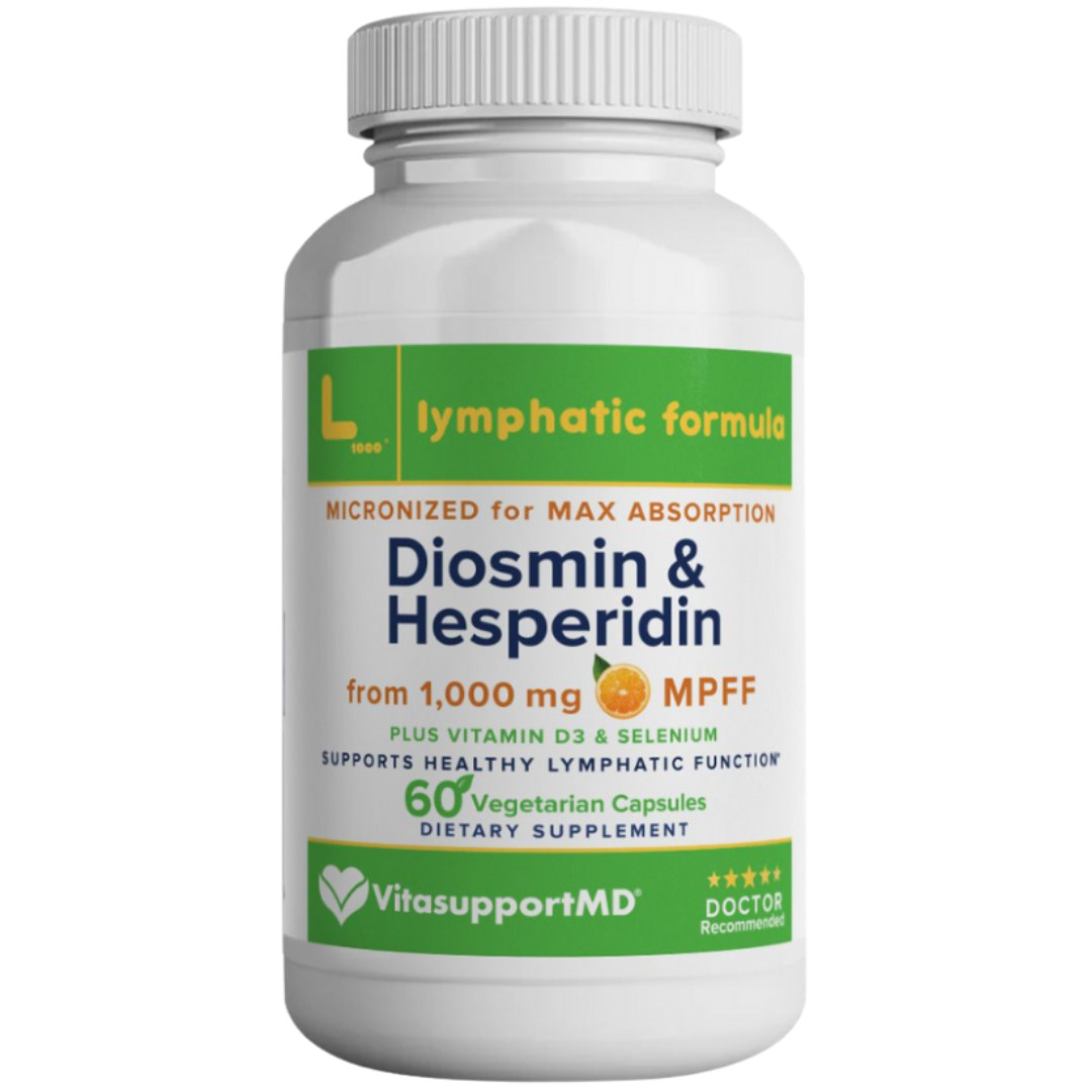 Lymphatic Formula, 1000mg Diosmin Hesperdin, Selenium, Vitamin D3, 60 Capsules