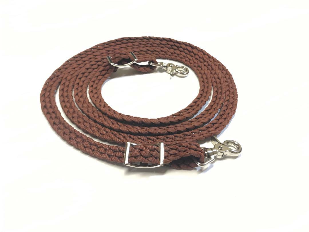 flat braided reins western paracord rein horse tack chocolate brown rein
