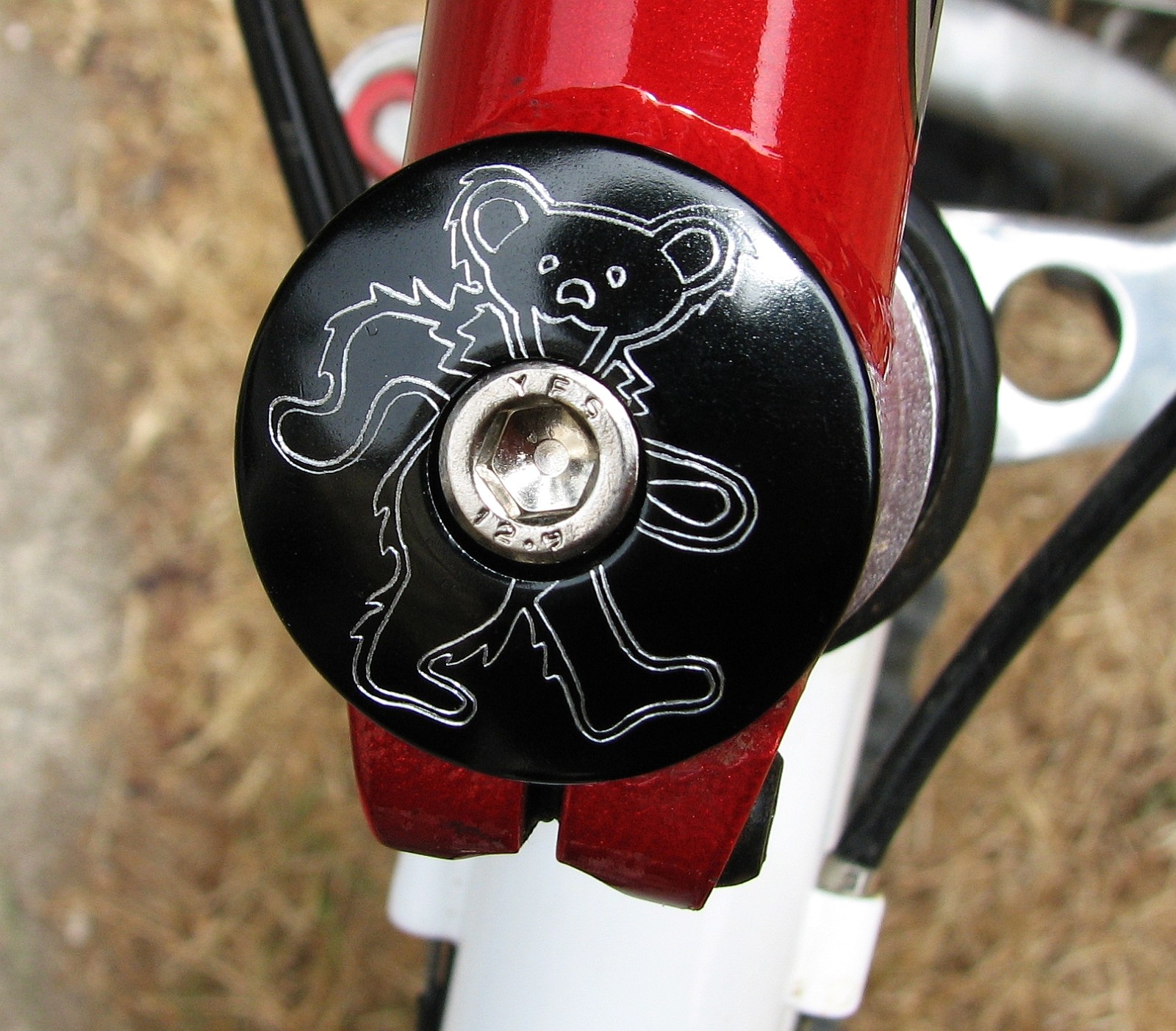 NEW Custom Engraved Dancing Bear Grateful Dead Headset Stem Top Cap in Black