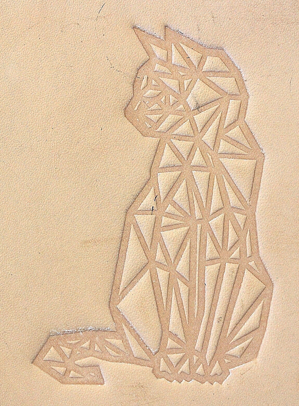 ACRYLIC Leather Embossing Stamp - GEOMETRIC CAT - for Veg Tanned Leather