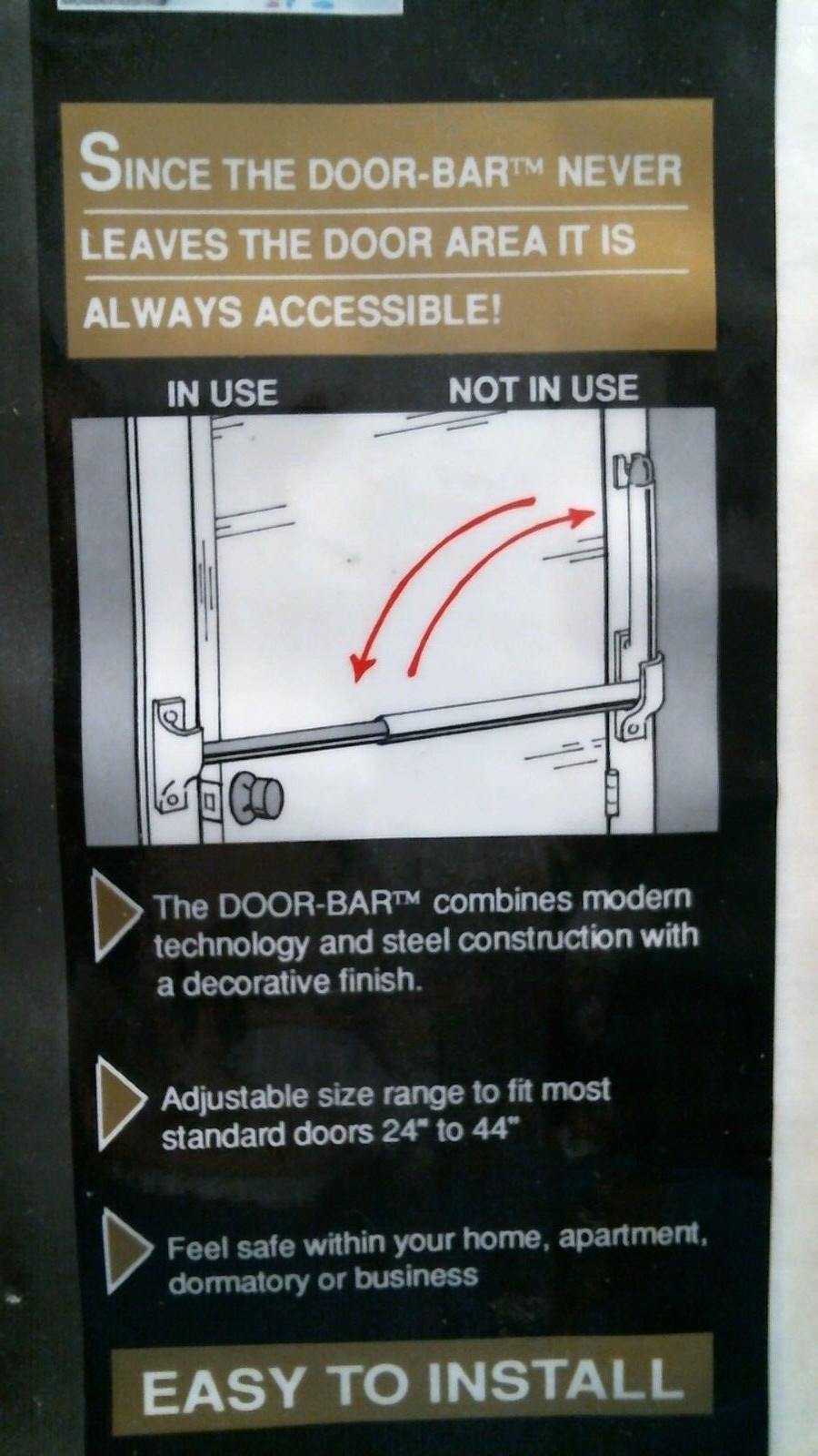 Fizer Original Door Bar, Solid Steel, Adjustable Size, FS