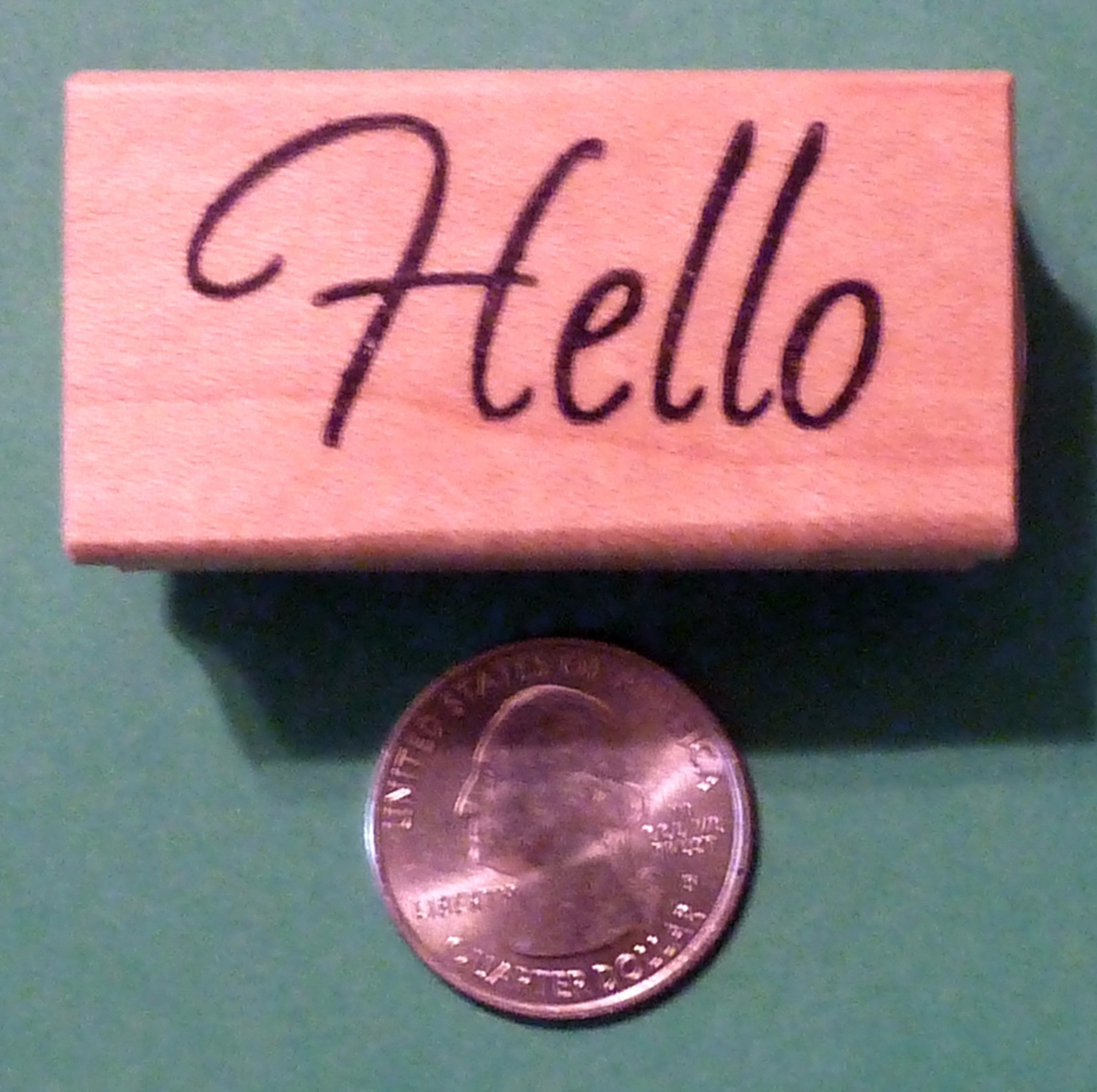 Hello Rubber Stamp, wood mounted