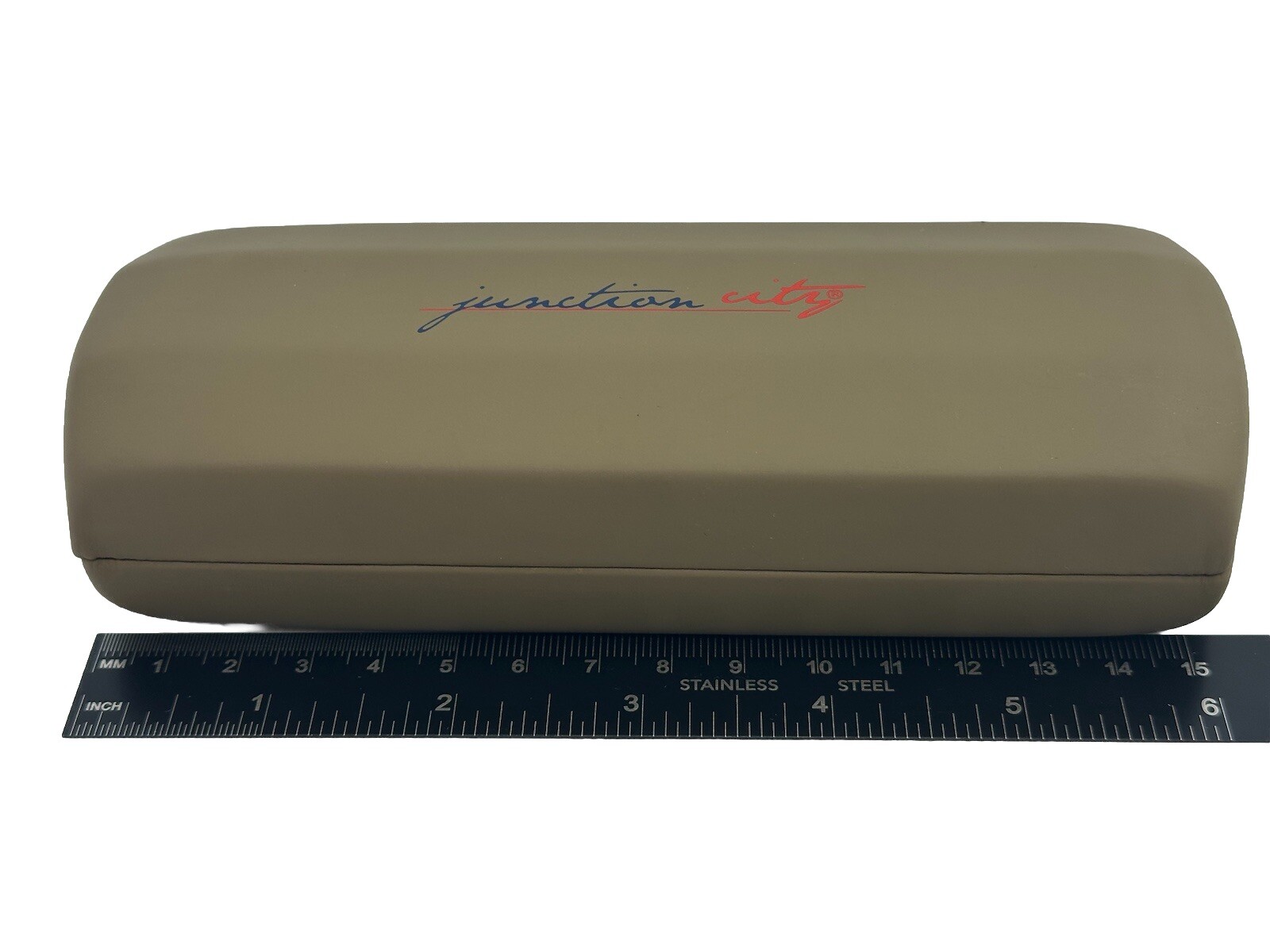 NEW Junction City Brown Hard Clamshell Eyeglasses Case Spring Closure