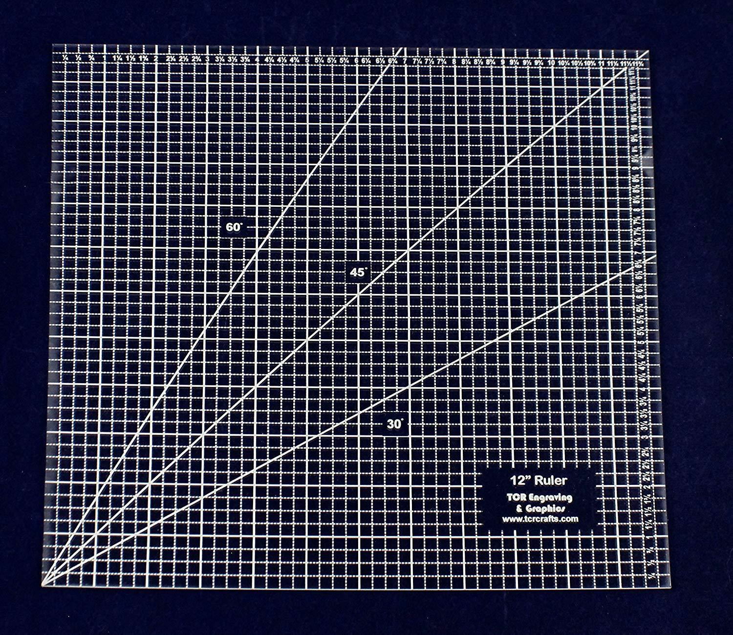 Square Ruler 12 Inch - Clear Acrylic - Quilting/Sewing - Template 1/8 Inch Thick