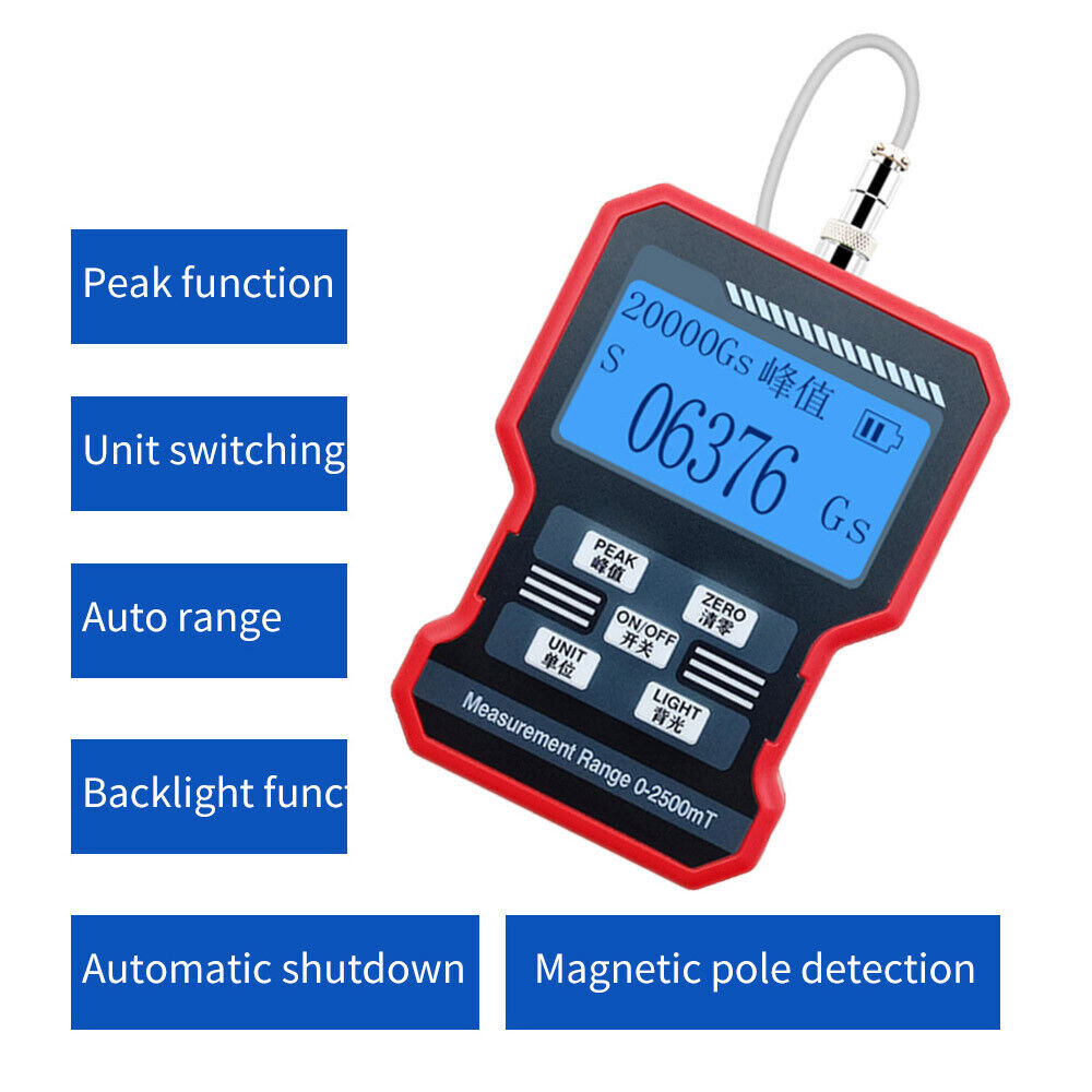High Precision Digital Tesla Meter FluxGauss Meters Magnetic Field Detector New；