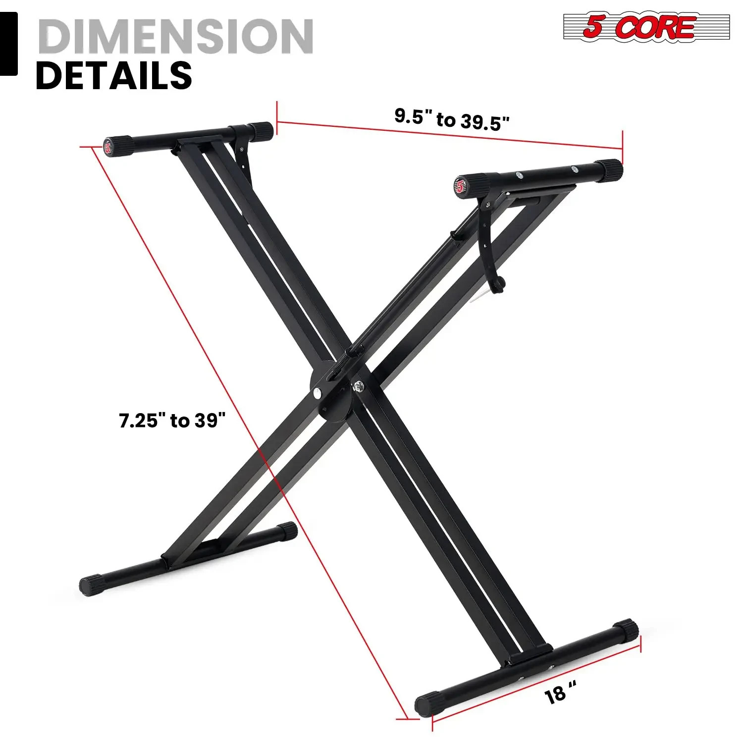 5 Core Keyboard Stand Dual X Shape Adjustable Foldable Key Board Pianos Stands