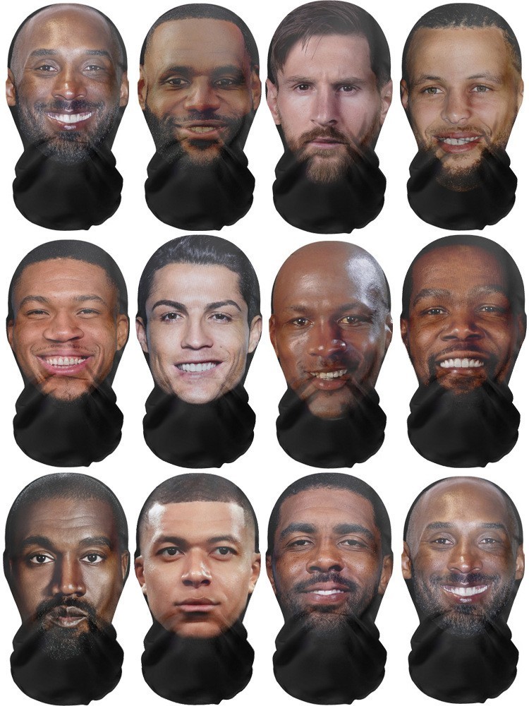 2Pcs3PCS Cosplay Headwear Hiphop Balaclav 3D Printed Mask Elastic Mesh Full Face