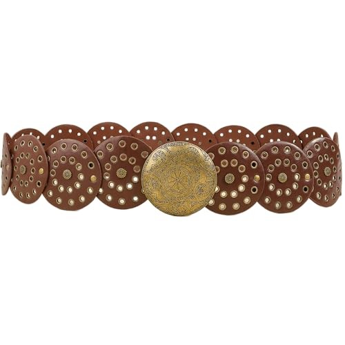 IZUS Classic-Retro Oval-Concho Fit for Waist Upto 43 inches Redbrown120-oval