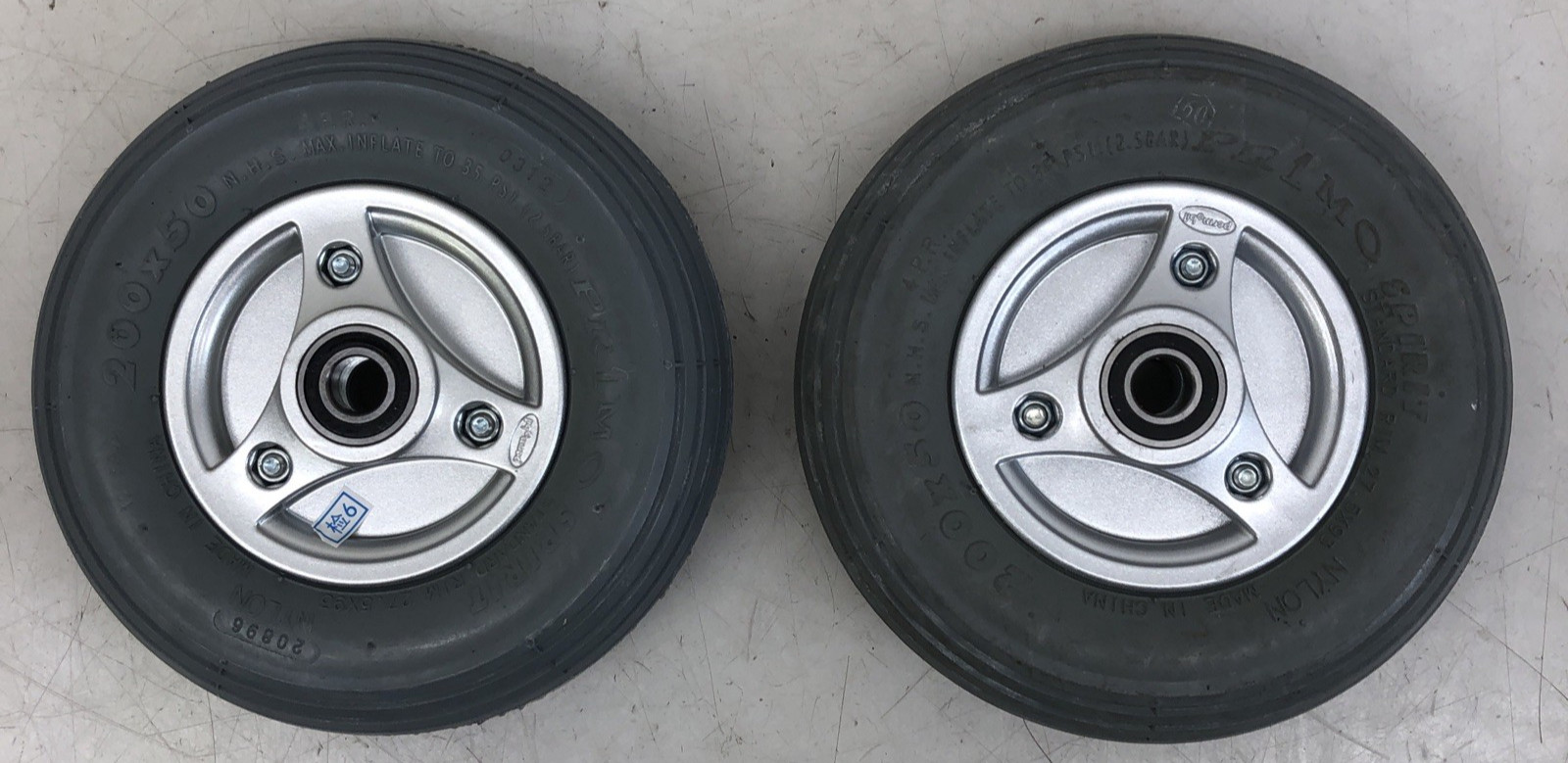 PR1MO Spirit 200x50 Permobil M300 Pair New 3 Spoke Caster Wheel Tire 15MM Axle