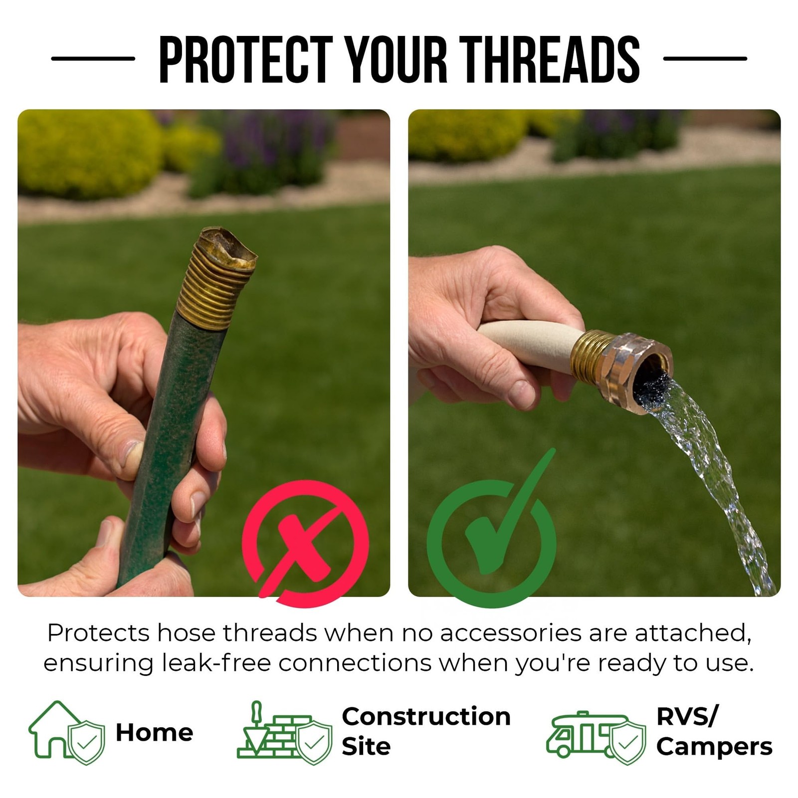Hose Guardian | Open End Garden Hose Thread Protector Cap – Brass End Cap for...