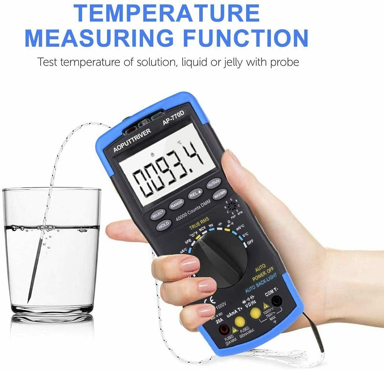 770D Multimeter 40000 Count TRMS AC DC Volt Apm Meter NCV hFE Continuity Test